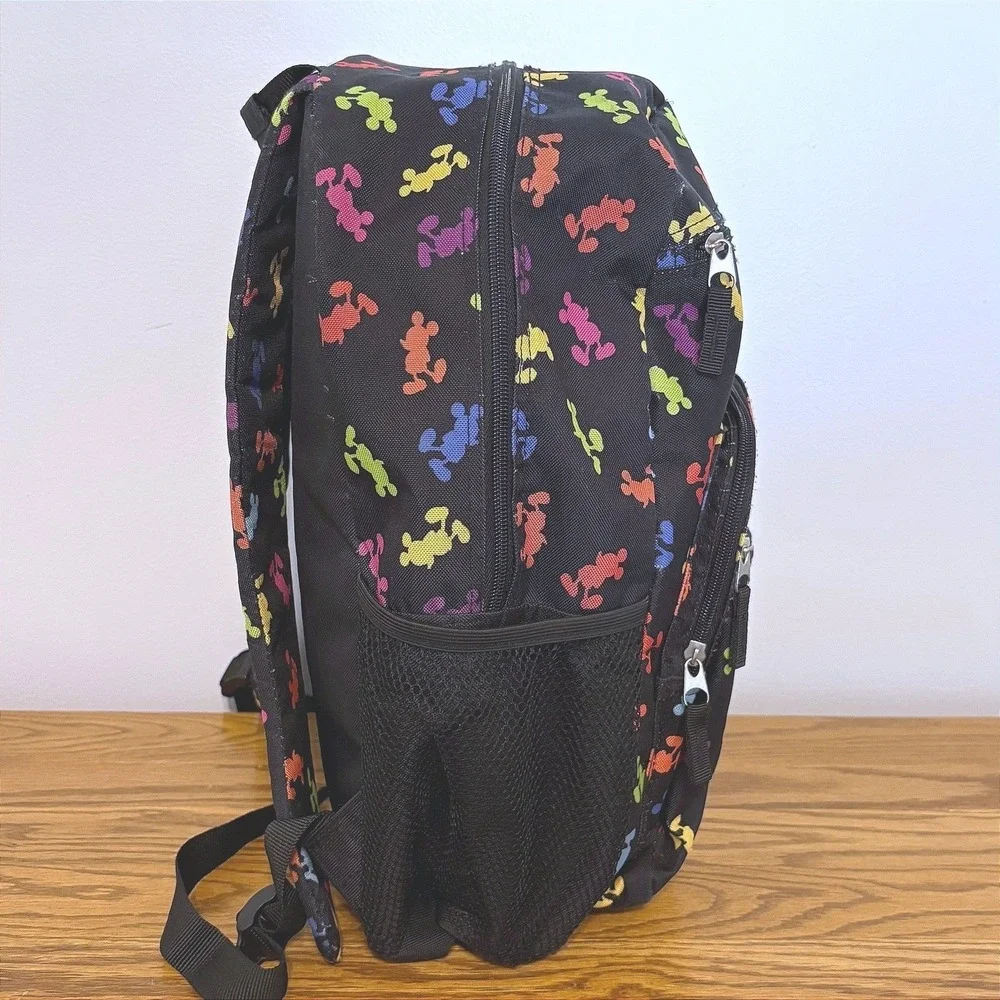 Walt Disney World Mickey Mouse Rainbow‎ Silhouette Black Canvas Backpack Bag